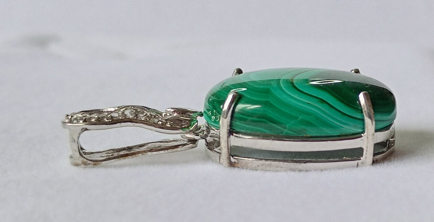 Natural Malachite Sterling Silver Pendant