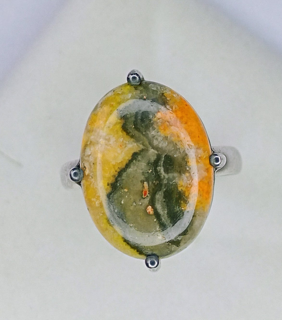 Size L-M 7.14ct Bumble Bee Jasper Sterling Silver Ring