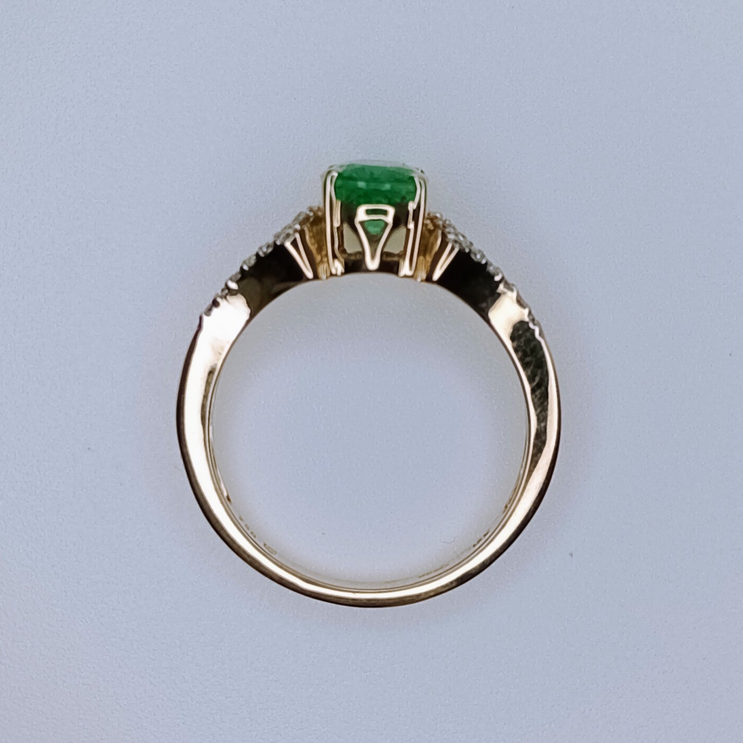 Size N to 0 Ethiopian Emerald & Diamond 18K Gold Ring