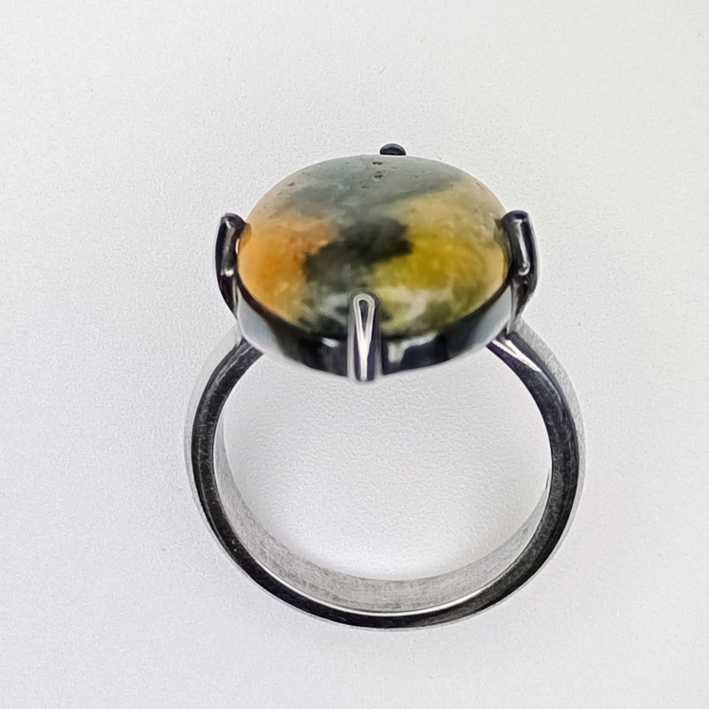 Size L-M 7.14ct Bumble Bee Jasper Sterling Silver Ring