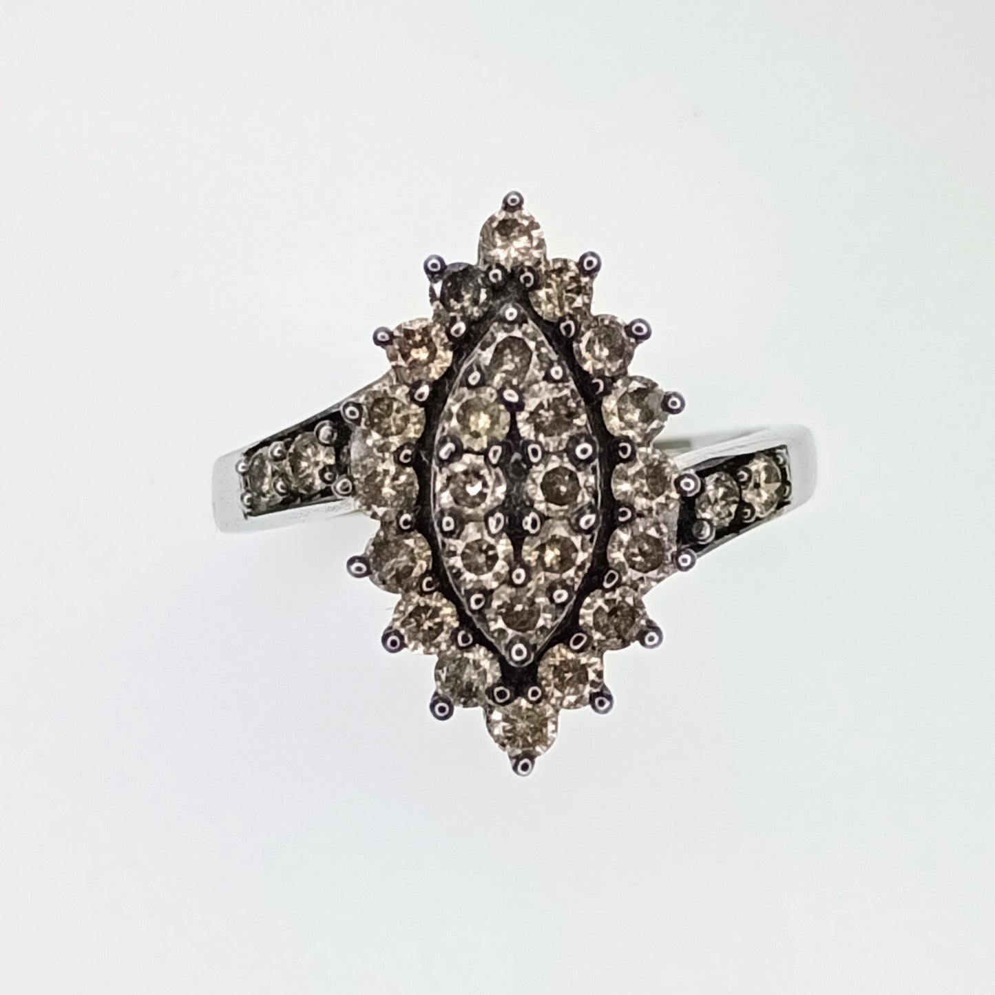 Size N/O 1ct Champagne Diamond Sterling Silver Ring