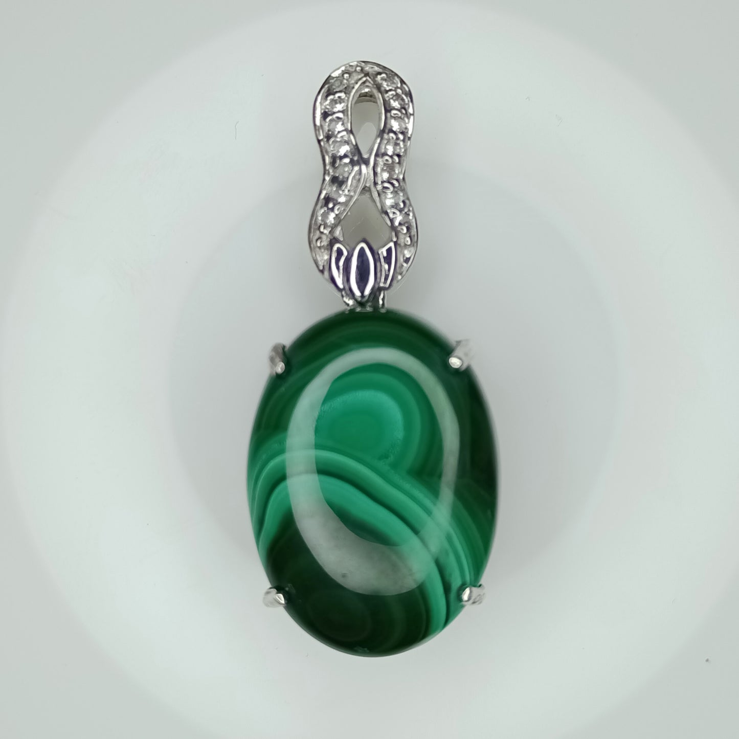 Natural Malachite Sterling Silver Pendant