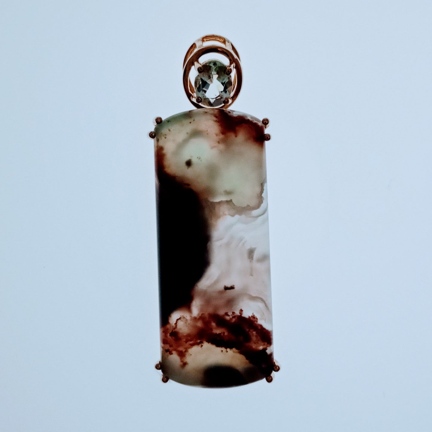 Aquapras & Aquaiba Beryl 9k Gold Pendant