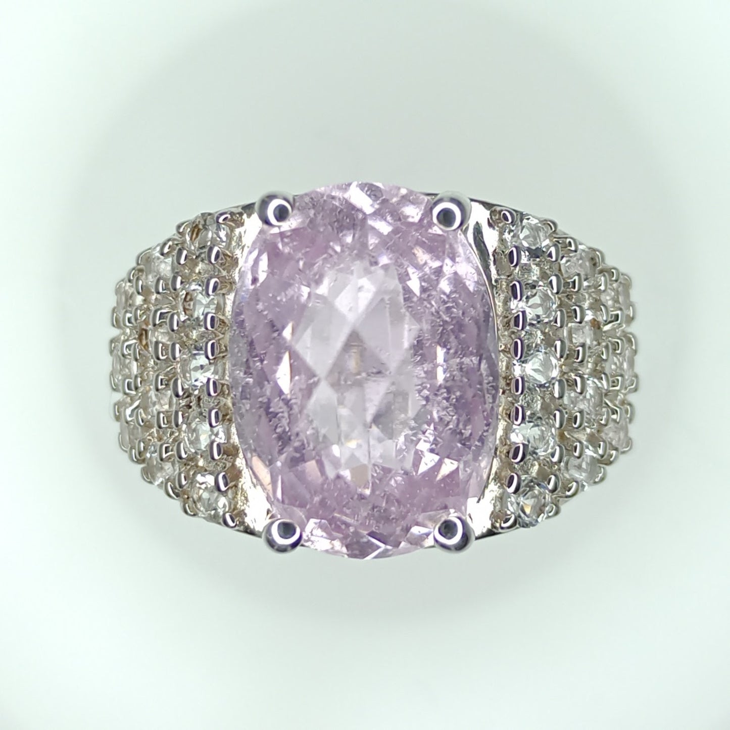 Minas Gerais Kunzite & White Topaz Sterling Silver Ring