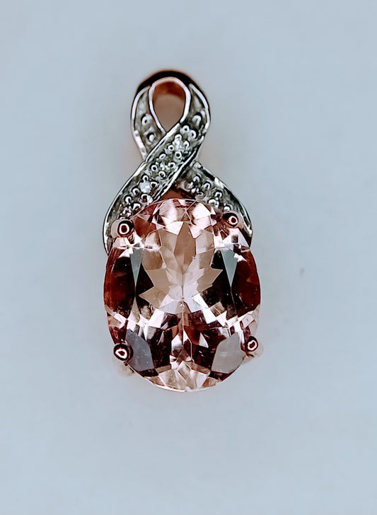 9K Rose Gold AAA Peach Morganite Gold Pendant