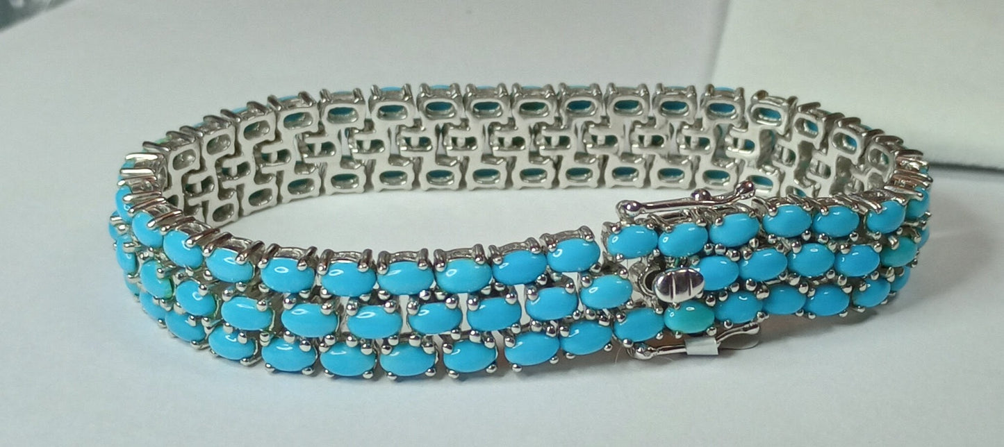 20.84ct Sleeping Beauty Turquoise Sterling Silver Bracelet