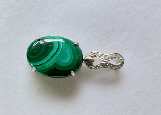 Natural Malachite Sterling Silver Pendant