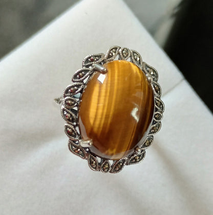 Tigers Eye Silver Ring (N-O)