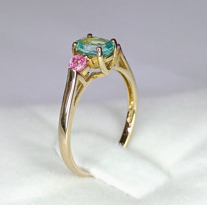 Fluoro Green apatite with pink sapphire accents