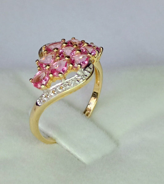 9K Ceylon Pink Sapphire Gold Ring (N-O)