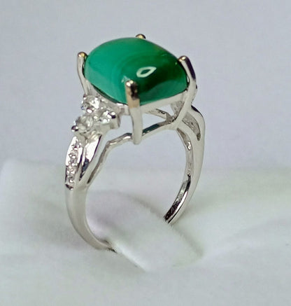 Malachite silver ring (Size N-O)