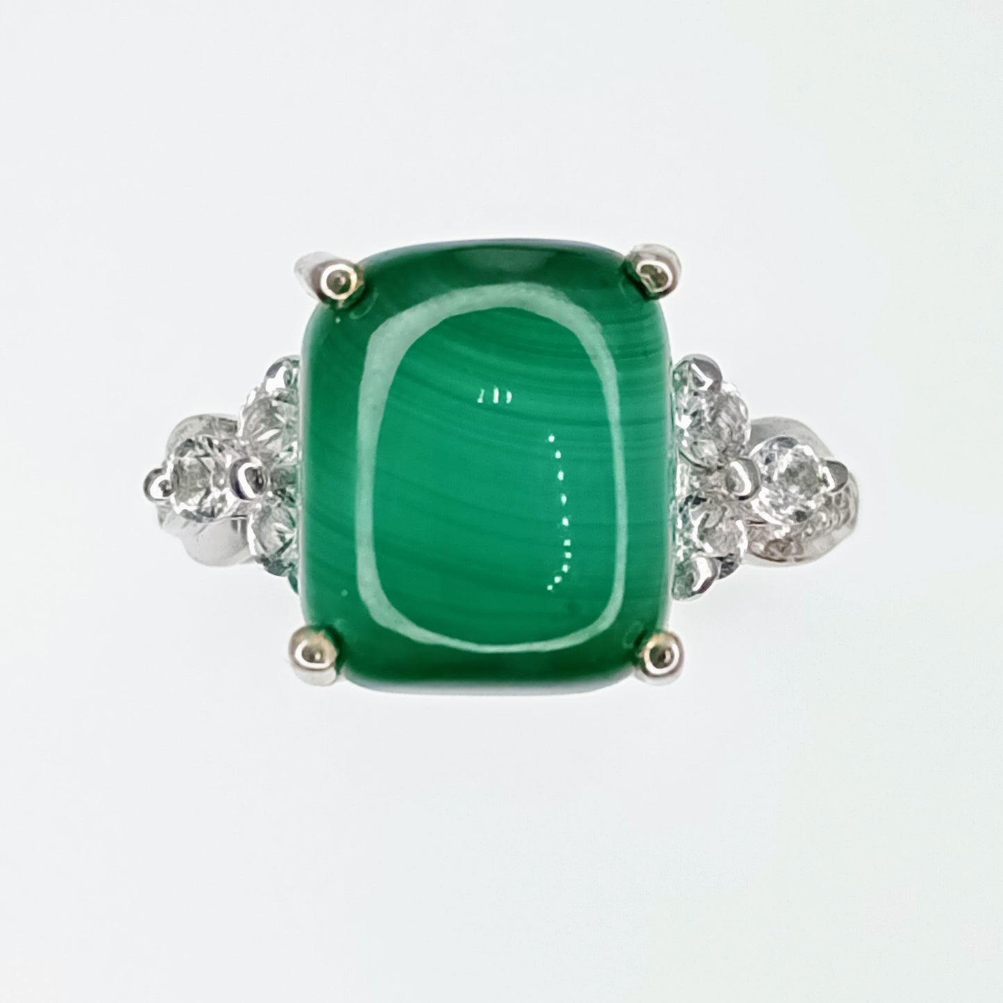 Malachite silver ring (Size N-O)