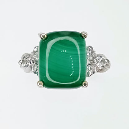 Malachite silver ring (Size N-O)