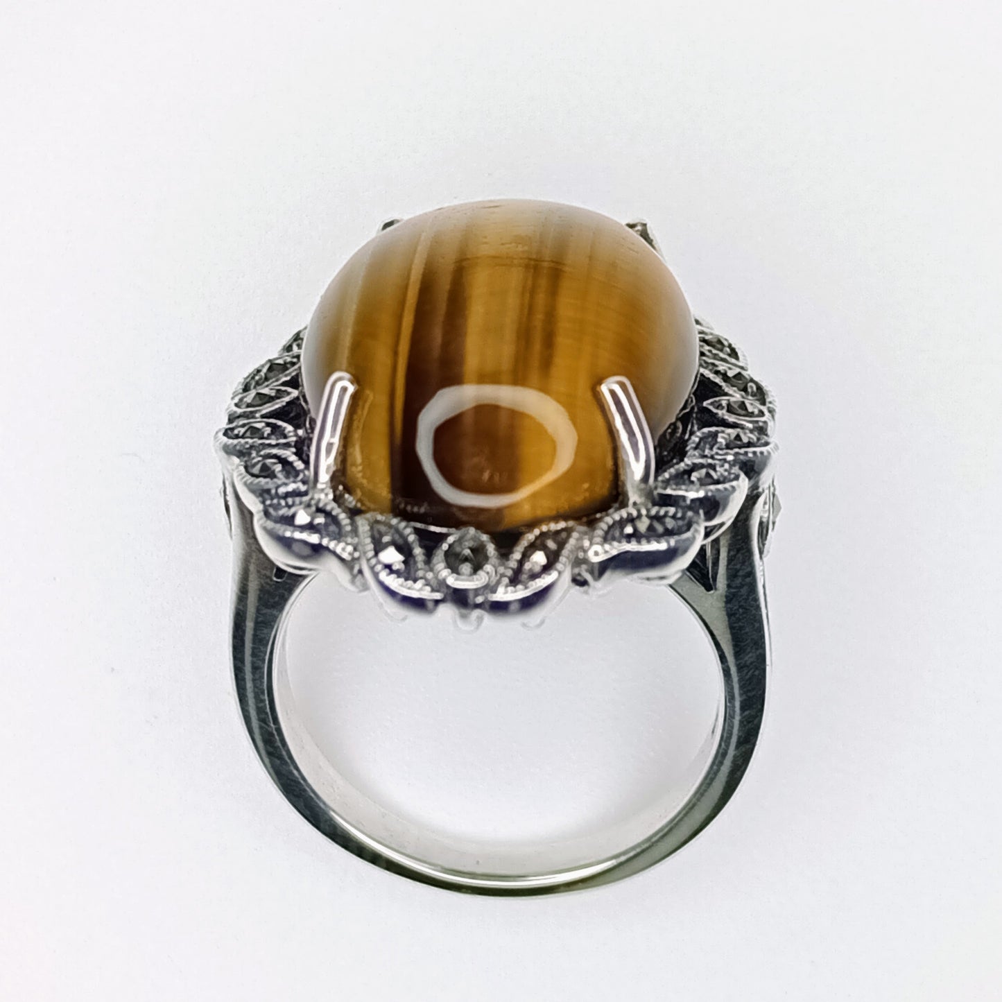 Tigers Eye Silver Ring (N-O)