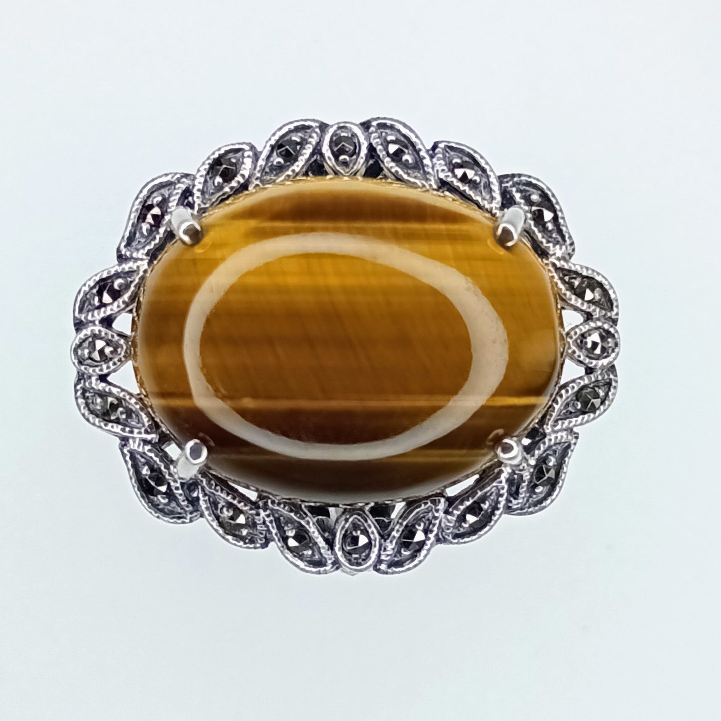 Tigers Eye Silver Ring (N-O)