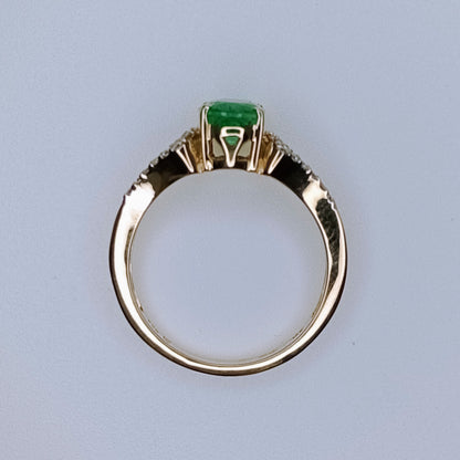 Size N to 0 Ethiopian Emerald & Diamond 18K Gold Ring