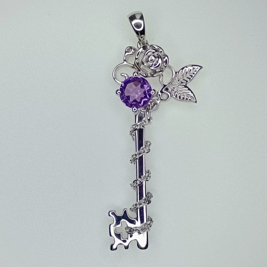 Zambian Amethyst Key Pendant