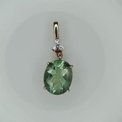 9K Caribbean Teal Flourite 9k Gold Pendant