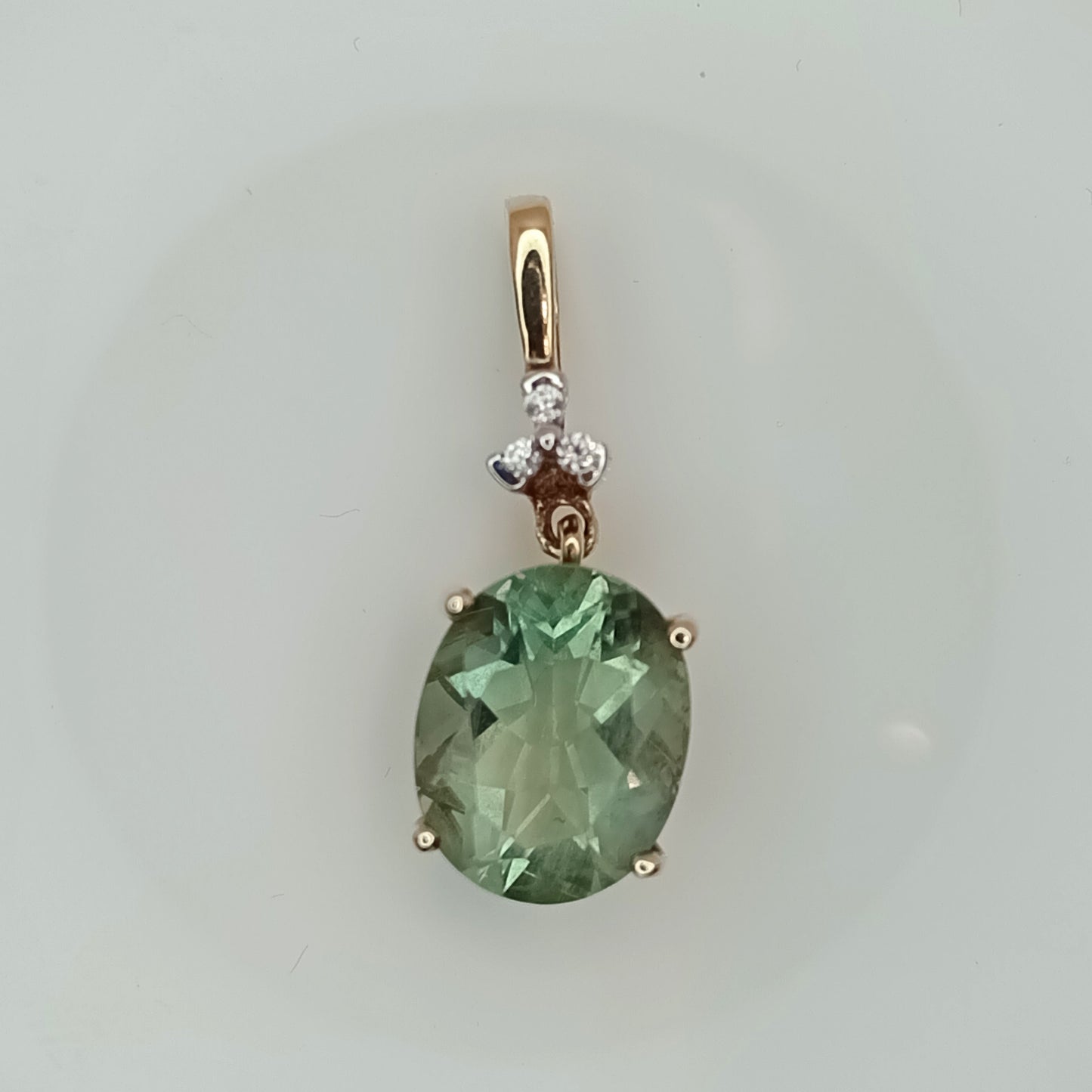 9K Caribbean Teal Flourite 9k Gold Pendant