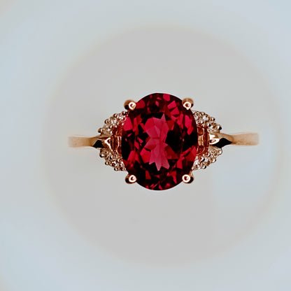 Umbalite Garnet & Diamond 9k Gold Ring