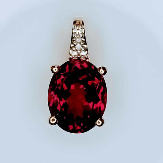 Umbalite Garnet & Diamond 9k Gold Pendant