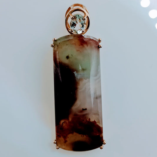 Aquapras & Aquaiba Beryl 9k Gold Pendant