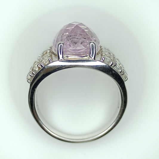 Minas Gerais Kunzite & White Topaz Sterling Silver Ring