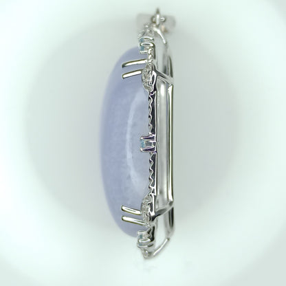 Blue Lace Agate, Swiss Blue Topaz and White Zircon Sterling Silver Pendant