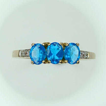 Neon Blue Apatite 9k Gold Ring