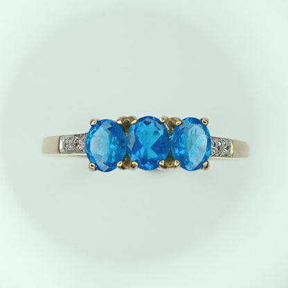 Neon Blue Apatite 9k Gold Ring